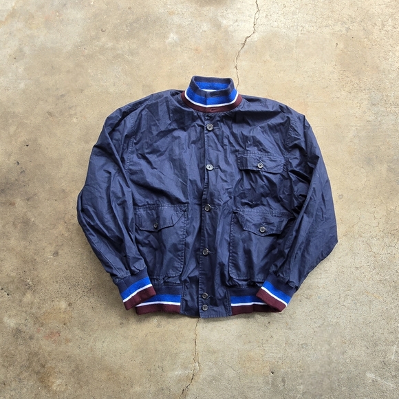 Vintage Polo Ralph Lauren Sportsman Mens Jacket Striped Utility Chore Blue M - Picture 1 of 3